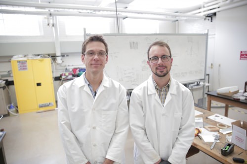 Associate Professor Michael Arnold and graduate student Gerald Brady, the lead author on the Science Advances paper. By making carbon nanotube transistors that, for the first time, surpass state-of-the-art silicon transistors, the researchers have achieved a big milestone in nanotechnology.