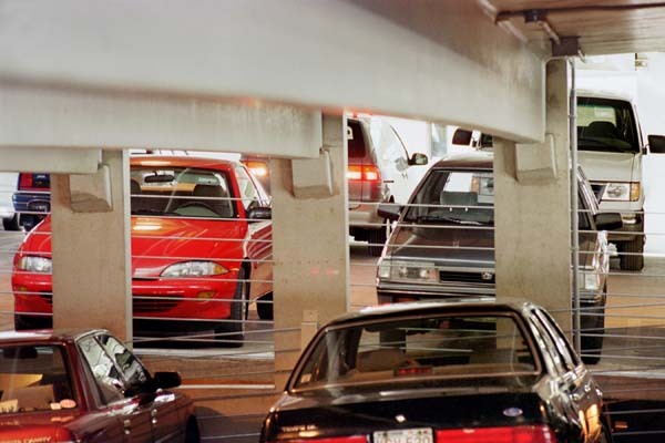 Photo: Cars parked in Russell Labs garage