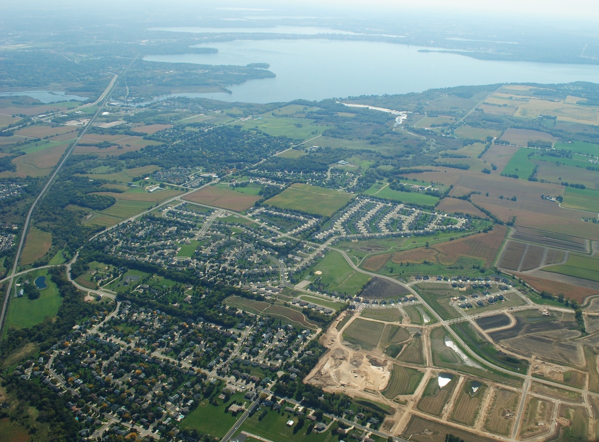 Photo: Aerial view of Madison lakes and development area