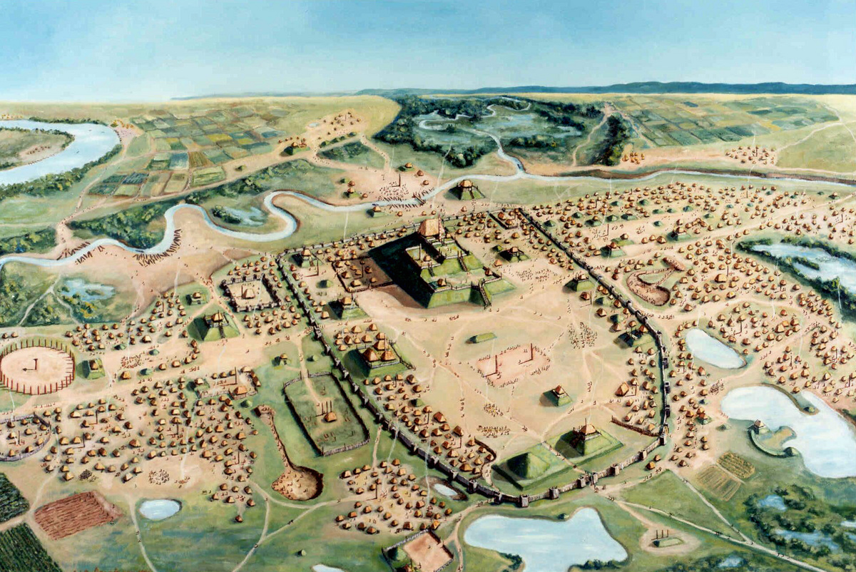 Illustration: Painting of Cahokia settlement