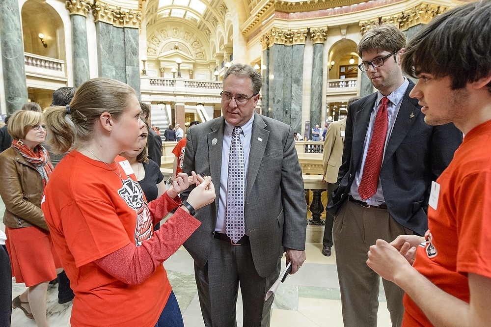Photo: Students talking with legislator