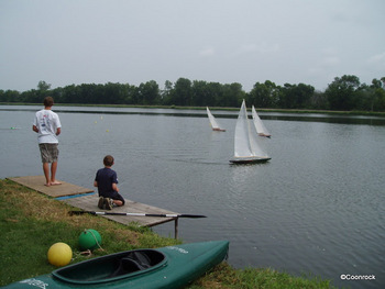 Photo: Hobbyists sailing model boats