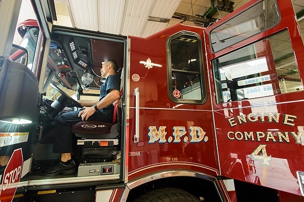 Photo: Engineer driving fire truck