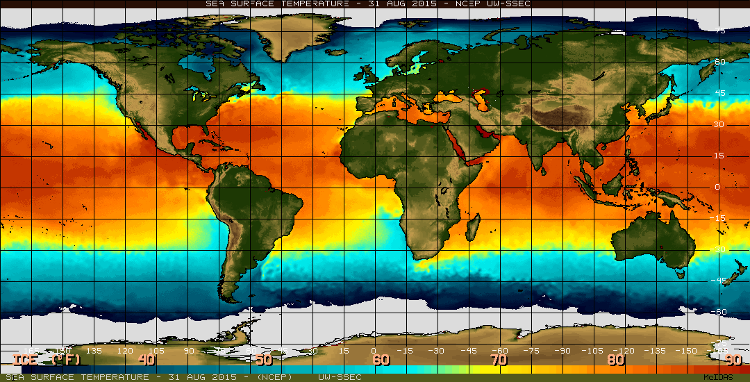 Illustration: Map of equatorial temperatures