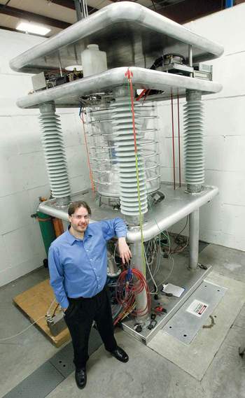 Photo: Greg Piefer with neutron generator