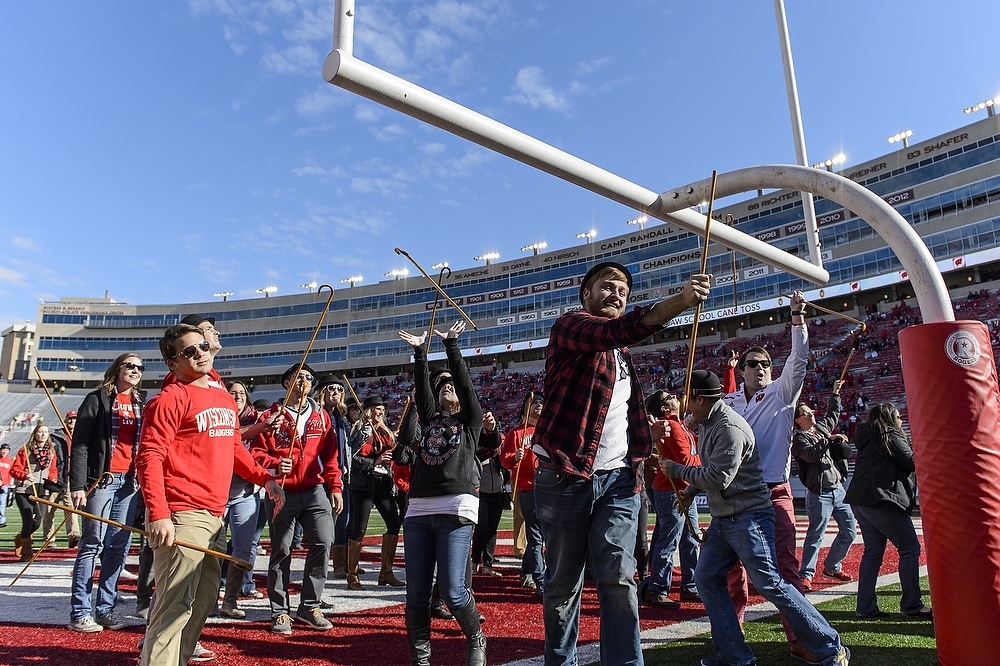 Photo: Law students tossing canes over goalpost