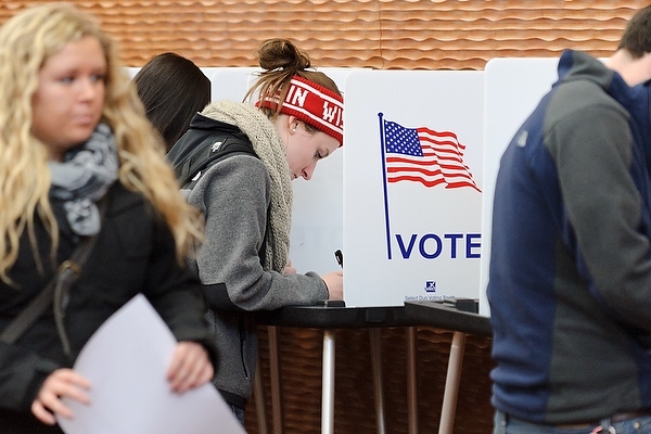 Photo: Students voting at polling place