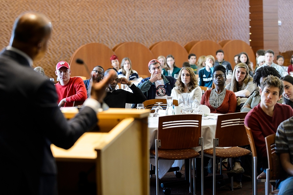 Photo: Students listening to Bryan Stevenson