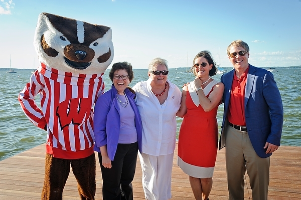Photo: Bucky Badger and dignitaries at pier opening