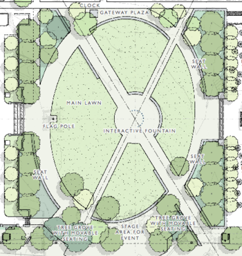 Diagram: map of proposed Library Mall design