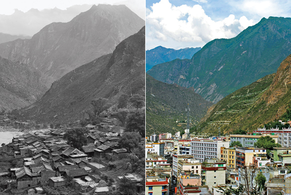 Photo: old and recent views of town of Danza