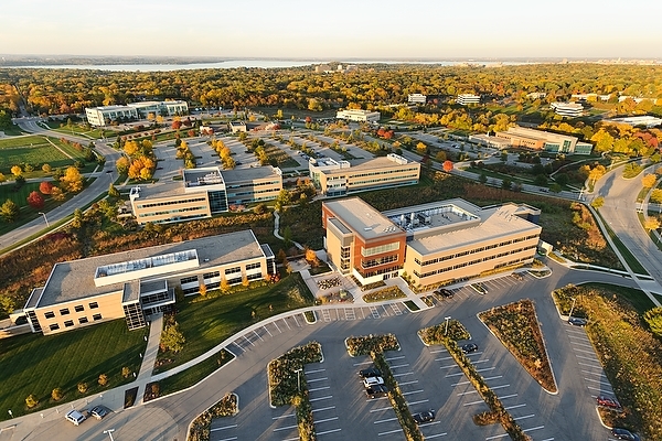 Photo: Aerial view of University Research Park buildings