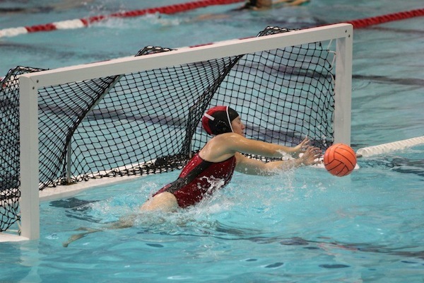Water polo goalie at work