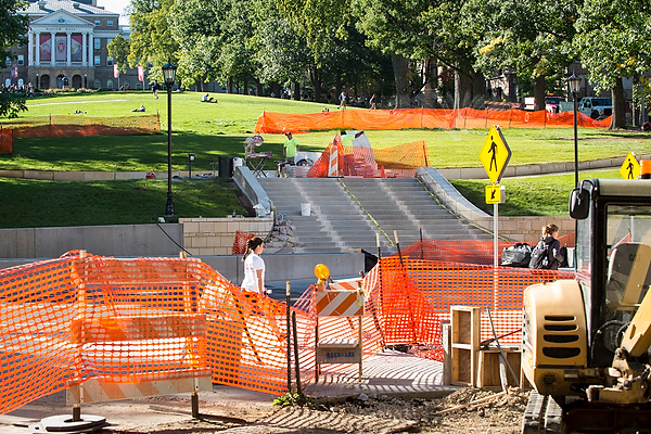 Photo: Construction of staircase leading up Bascom Hill