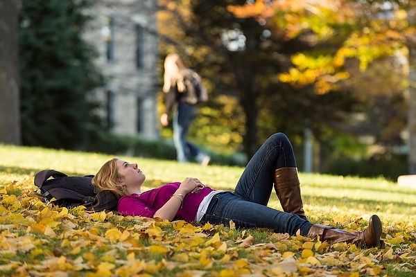 Photo: Undergraduate Sarah Perreth on Bascom lawn