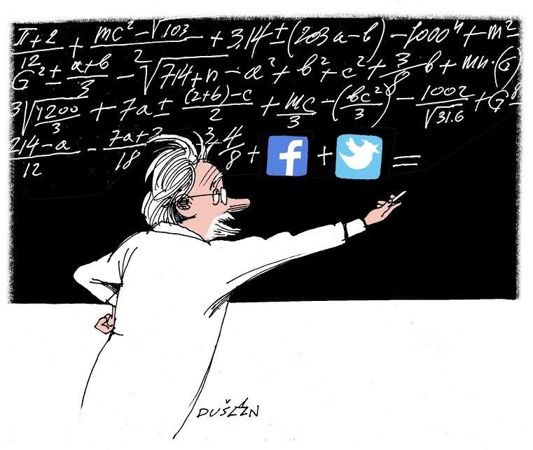 Illustration: Professor in white coat writing on blackboard