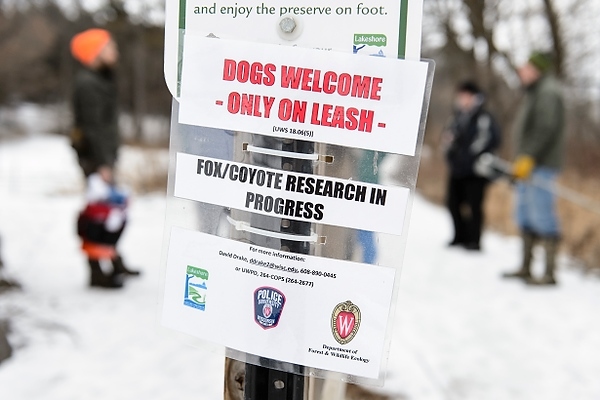 Photo: Public notice about research on fox and coyote populations