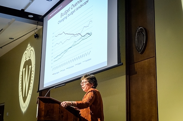 Photo: Chancellor Rebecca Blank speaks at Board of Regents meeting