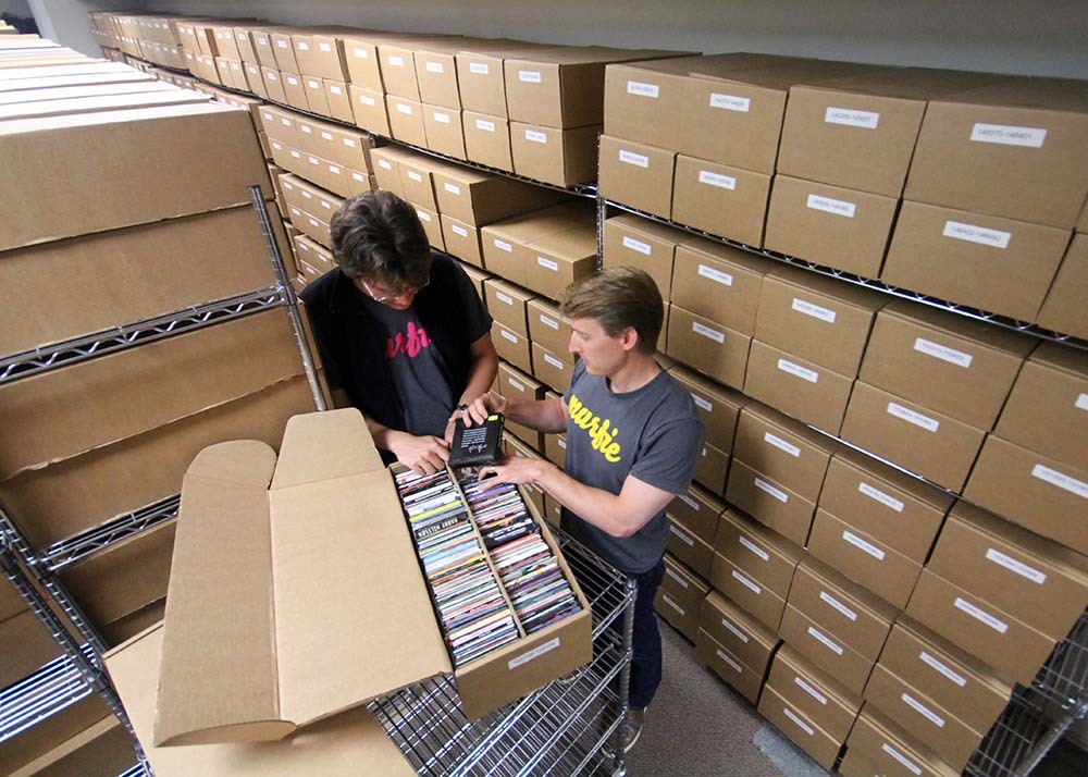 Photo: Austin and Younkle in CD warehouse
