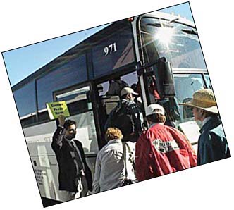 Boarding the buses