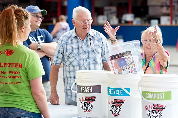Fairgoers learned many things at UW-Madison Day, including We Conserve’s tips about what can be recycled, composted or thrown away.