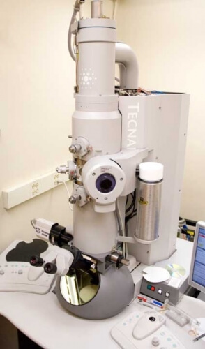 A transmission electron microscope at the College of Engineering's Materials Science Center, one of campus's core research sites.