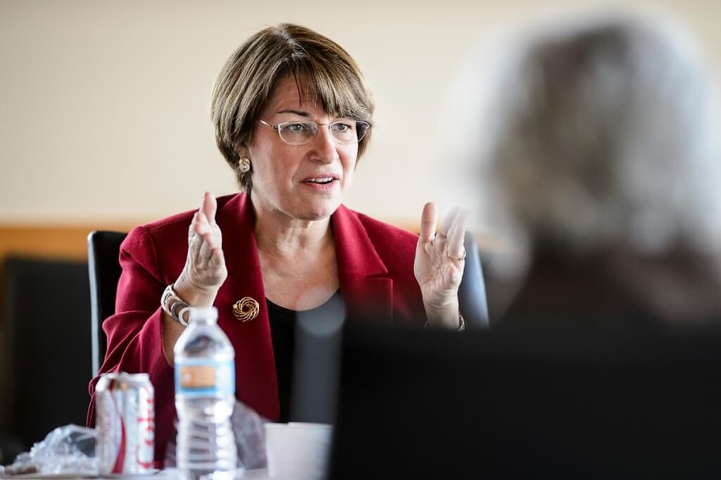 U.S. Sen. Amy Klobuchar (D-Minn.) speaks during a luncheon at the Microbial Sciences Building on Feb. 17. 