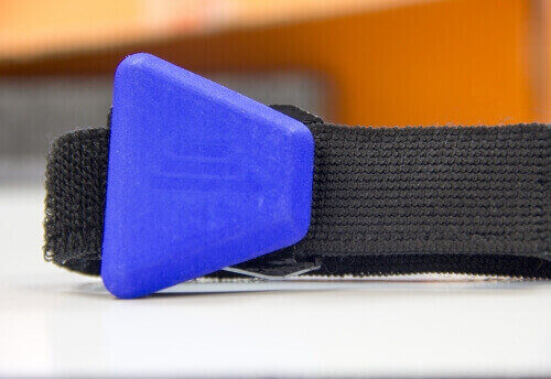 WeightUp embeds a computer chip, a location-finding device, and a Bluetooth transmitter into an elastic band. With one band on each forearm, the device can signal the bands' location to a nearby tablet computer.