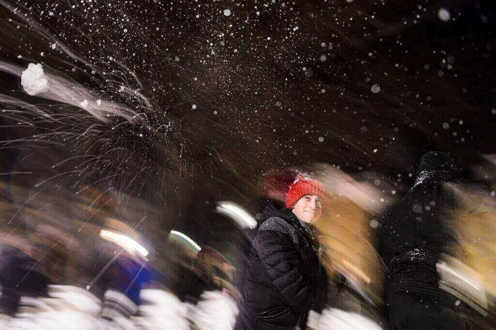 Photo: Student throwing snowball