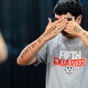 Student Andrew Briceno poses. Dear World is an award-winning, interactive social campaign that invites people to share a meaningful message – often written somewhere on the person's body.