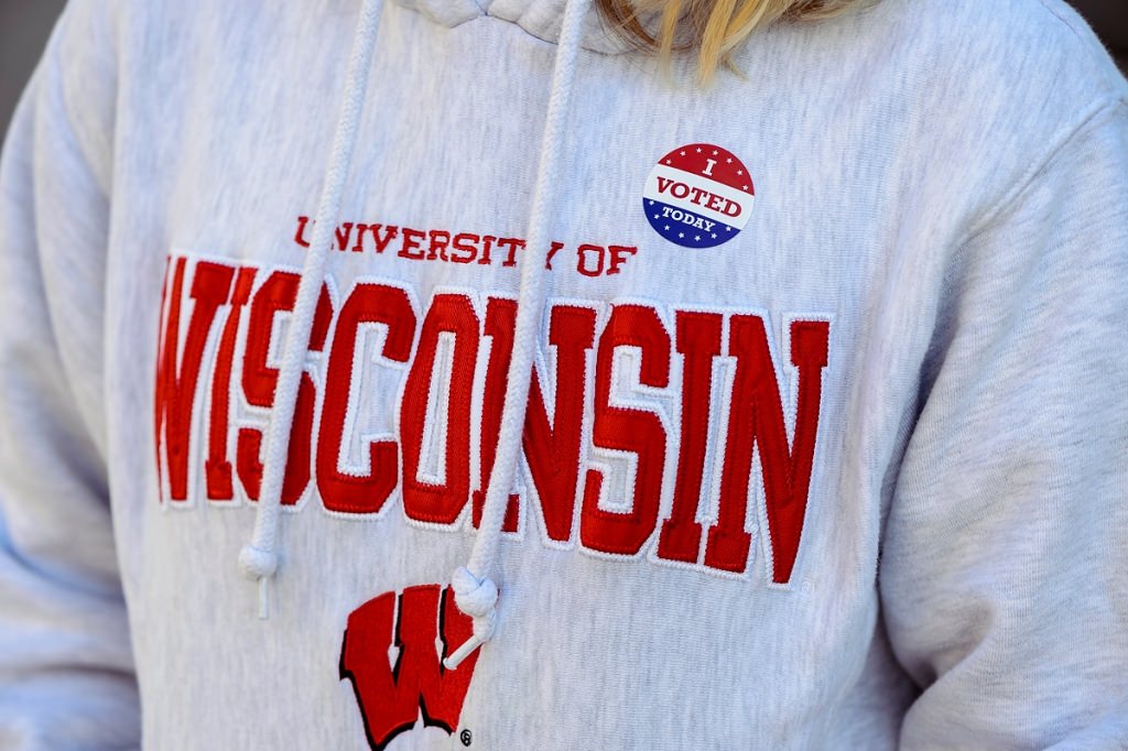 Photo: sweatshirt with "I voted" sticker