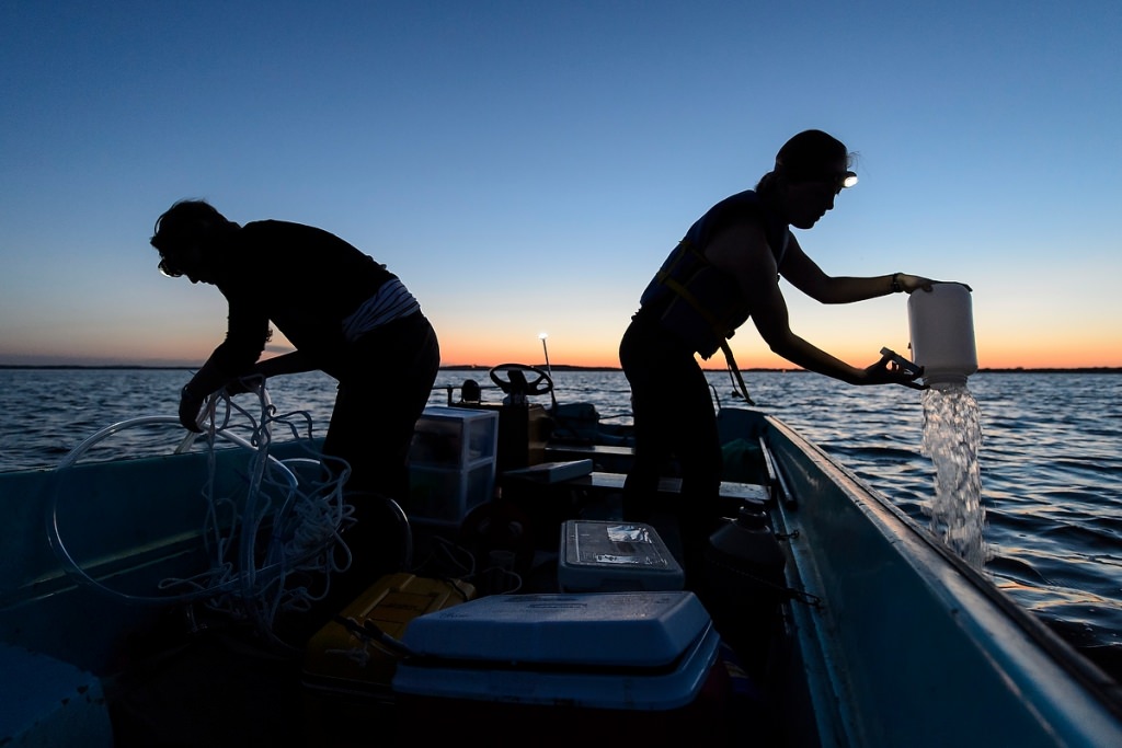 Photo: Researchers taking water samples