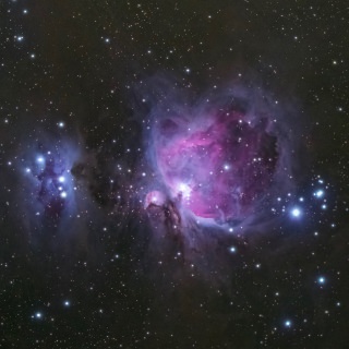 The Running Man Nebula (left) and Great Orion Nebula (also known as Messier 42, at right), can be found in the “sword” in the middle of the constellation Orion.