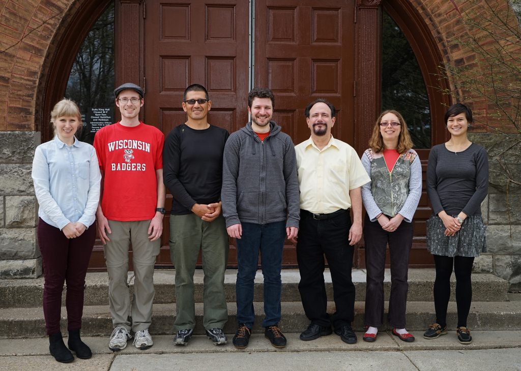 Members of the NRU team and the Barak Lab at UW–Madison's King Hall. From left to right are Hannah Stern, Tyler Anderson, Mauricio Avila, Menachem Tabanpour, Phillip Barak, Christy Davidson and Nimi Ehr. 