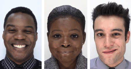 Photo: Left to right, reward smile, affiliative smile, dominance smile