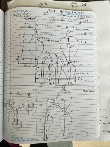 Photo: Notebook page with Tracy Drier's drawing of a kaliapparat
