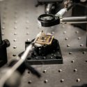 Photo: Thin photodetector being tested in lab