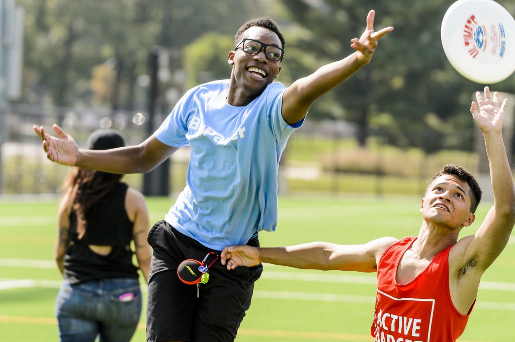 Photo: Students playing ultimate frisbee