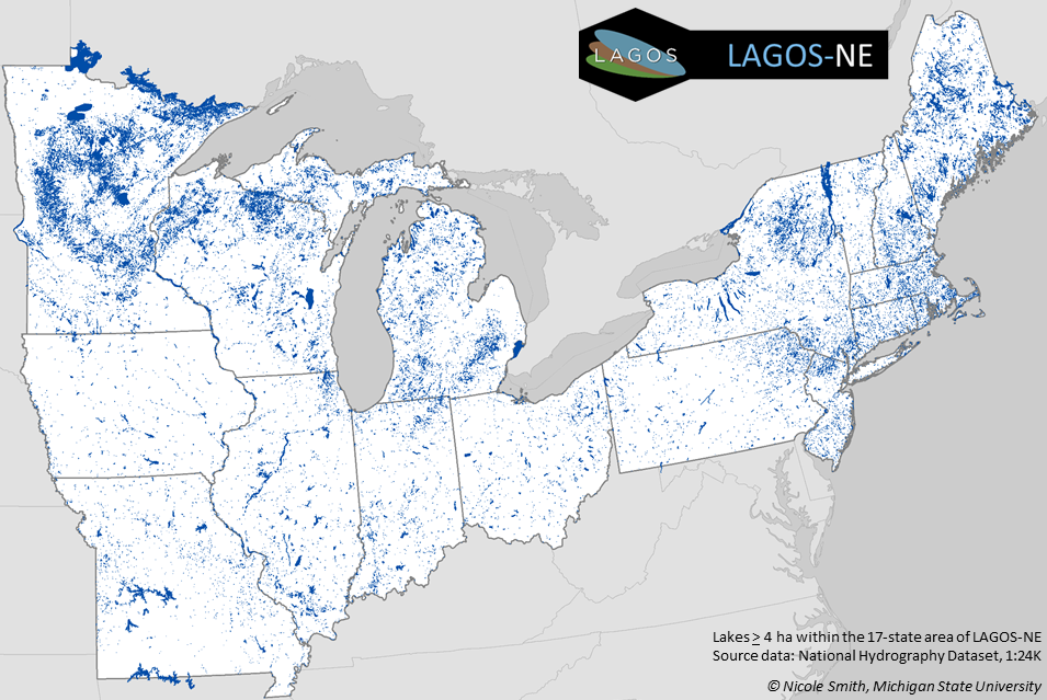 Photo: Map of midwestern and northeastern U.S. lakes studied