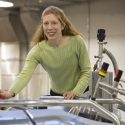 Biochemistry professor Katherine Henzler-Wildman in the National Magnetic Resonance Facility at Madison, housed in UW–Madison’s Department of Biochemistry. 
