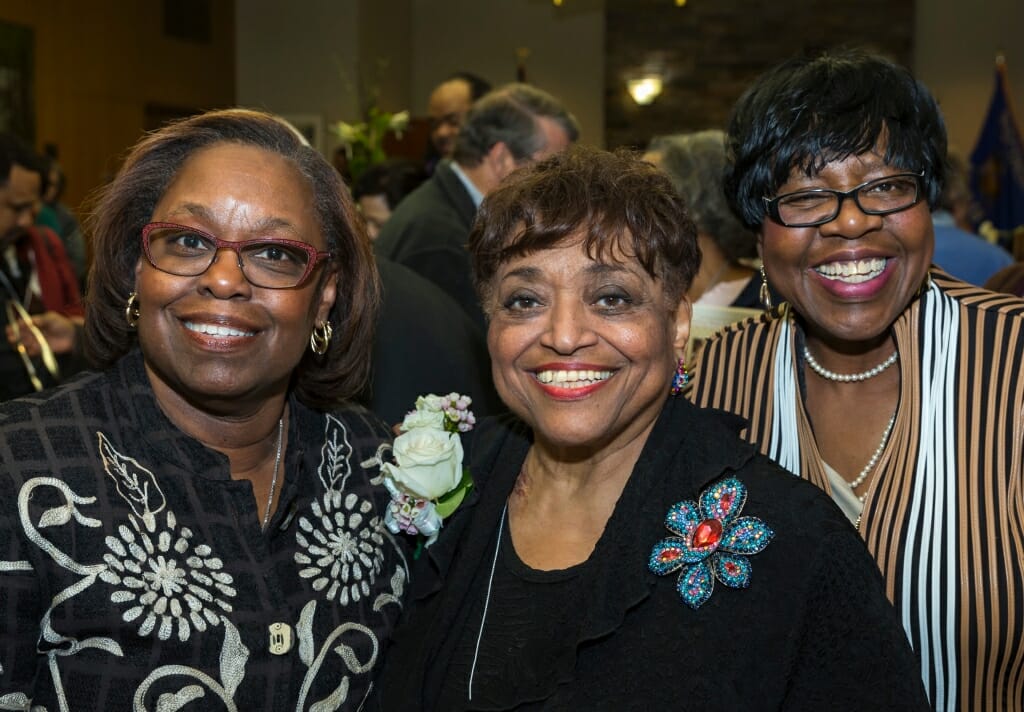 Honoree Barbara Nichols, center, with community colleagues Frances Huntley-Cooper, left, and Theresa Sanders, right.