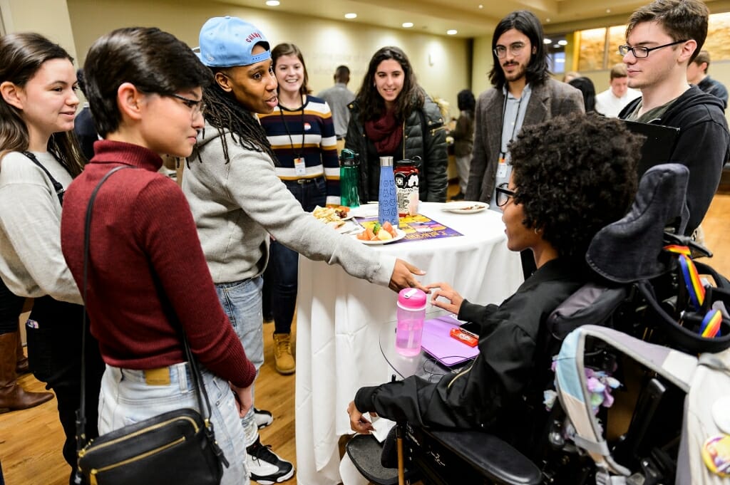 Students got a chance to chat with Emmy-winning writer, actress and producer Lena Waithe, in the blue hat, in a Black History Month event at UW-Madison in February.