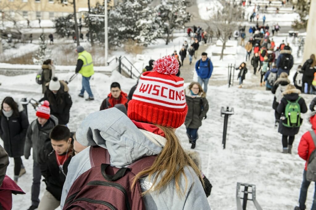 Despite cold, snowy weather, students made their way to class.