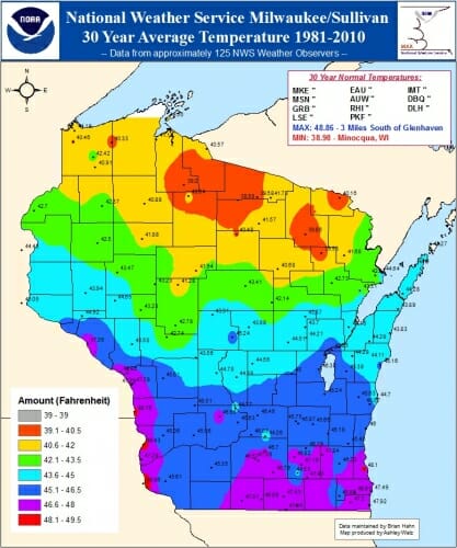 Image: A weather map of Wisconsin