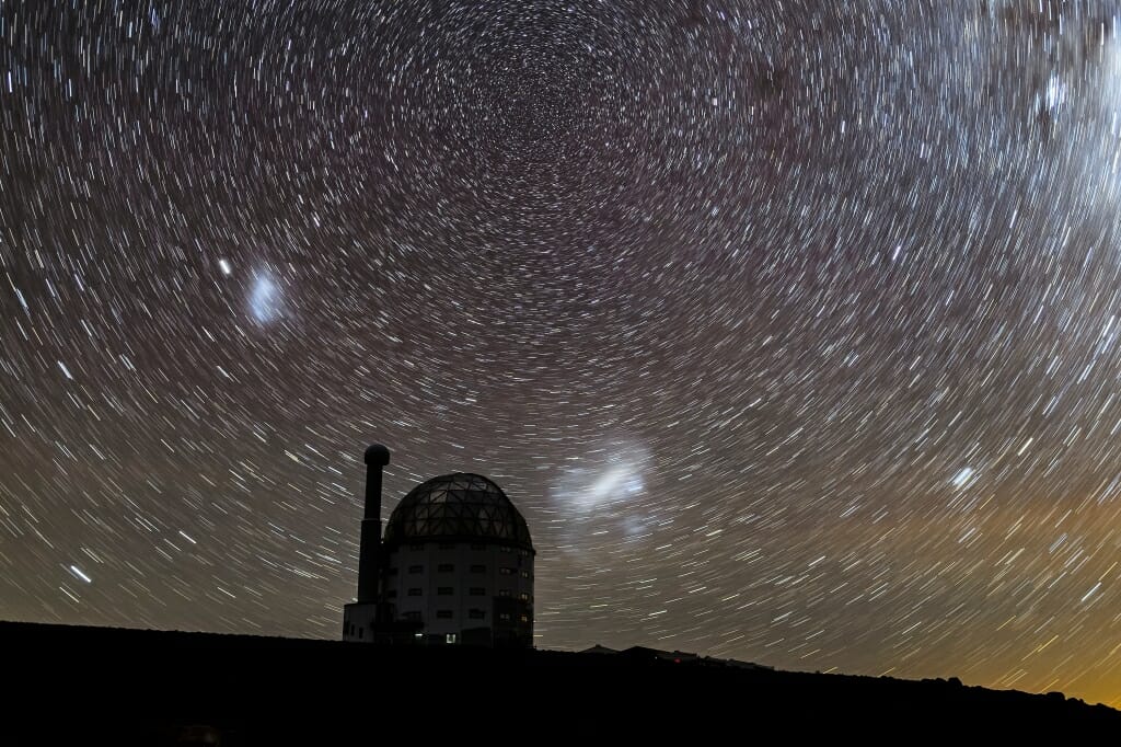 Photo: Star trails in night sky