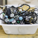 “Radical Jewelry Makeover: Wisconsin” relies on donations of old jewelry from people in the community. Madison-area residents came through strongly, contributing enough unwanted items to fill 12 medium-sized cardboard boxes.
