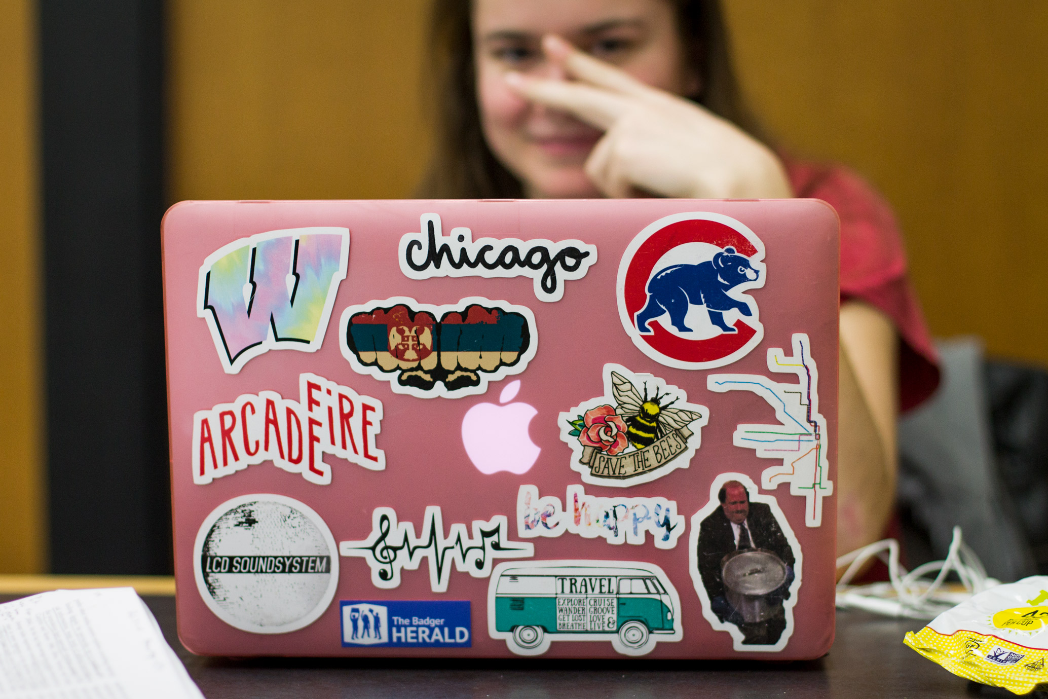 stickers in laptop