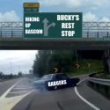 Meme of car swerving off highway