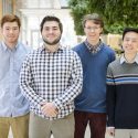From left to right, UW-Madison undergraduates Roger Waleffe, Jason Mohoney, Soren Rozema and Nathan Wang, are pictured at the Wisconsin Institute for Discovery. Waleffe and Wang are recipients of the 2018 Barry M. Goldwater Scholarship for undergraduate excellence in the sciences, and Mohoney and Rozema won honorable mentions.