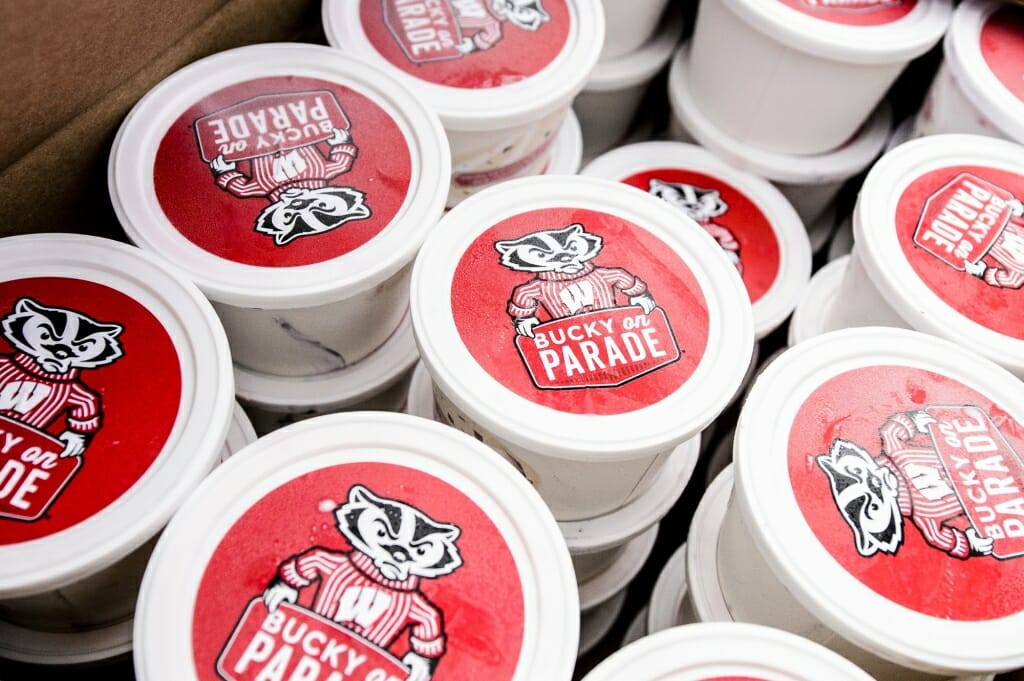 Photo of cartons of Bucky on Parade ice cream.